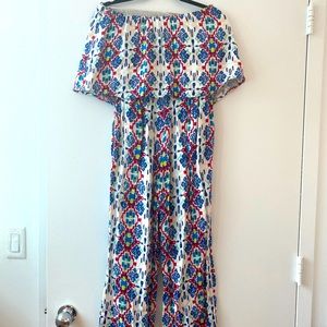 Ella Moss Blue Strapless Jumpsuit Medium